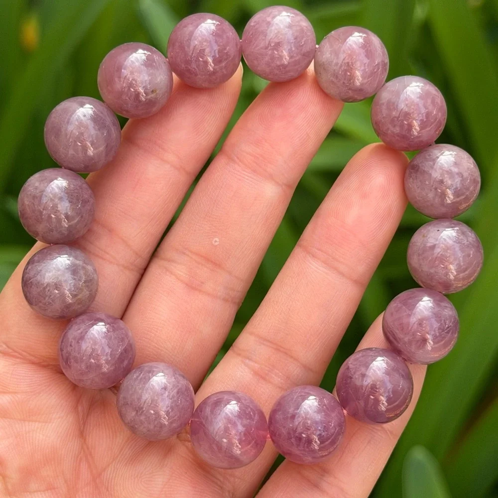 14mm stretchable purple‎ rose quartz bracelet 0804